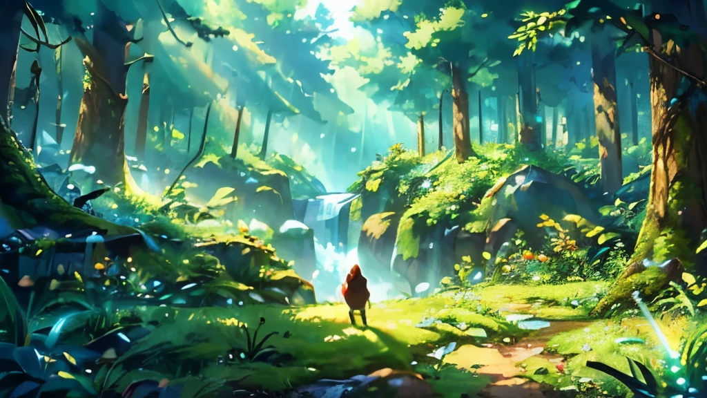 (best quality,ultra-detailed,realistic:1.37),(fantasy:1.1),(top view),(beautiful view),(cartoonish),(casual),(bright),(no characters),(no animals),(nature),(forest clearing)