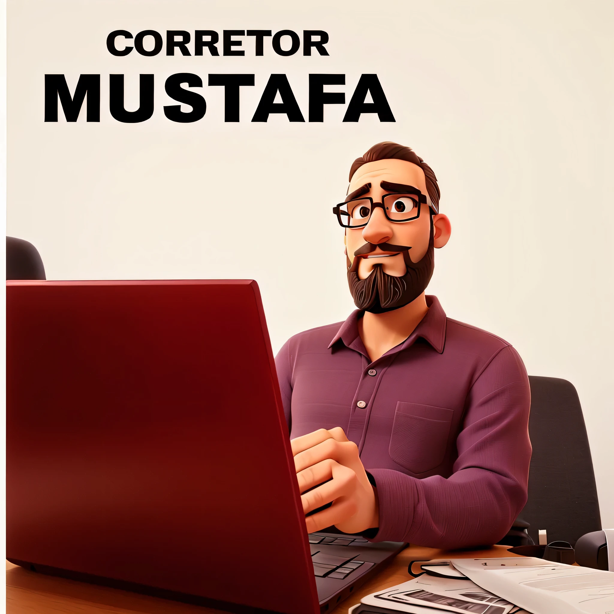 Man in glasses with beard sitting at computer