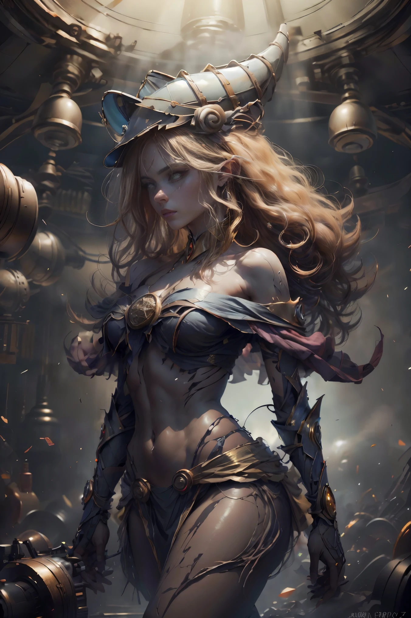 ((masterpiece)), (((best quality))), ((ultra-detailed)), ((illustration)),((messy hair)),1girl,large breasts, solo, looking at viewer,(((cowboy shot))), BREAK long eyelashes,blush,perfect hands,1 mature girl,perfect eyes,sexy pose, reisalin stout, gleaming eye,Tall Person,perfect face,pretty, blond hair , slender, BREAK Detailed Eyes, octane render, bioluminescent, beautiful face, sexy body, detailed steampunk bondage outfit, tall body, perfect female anatomy