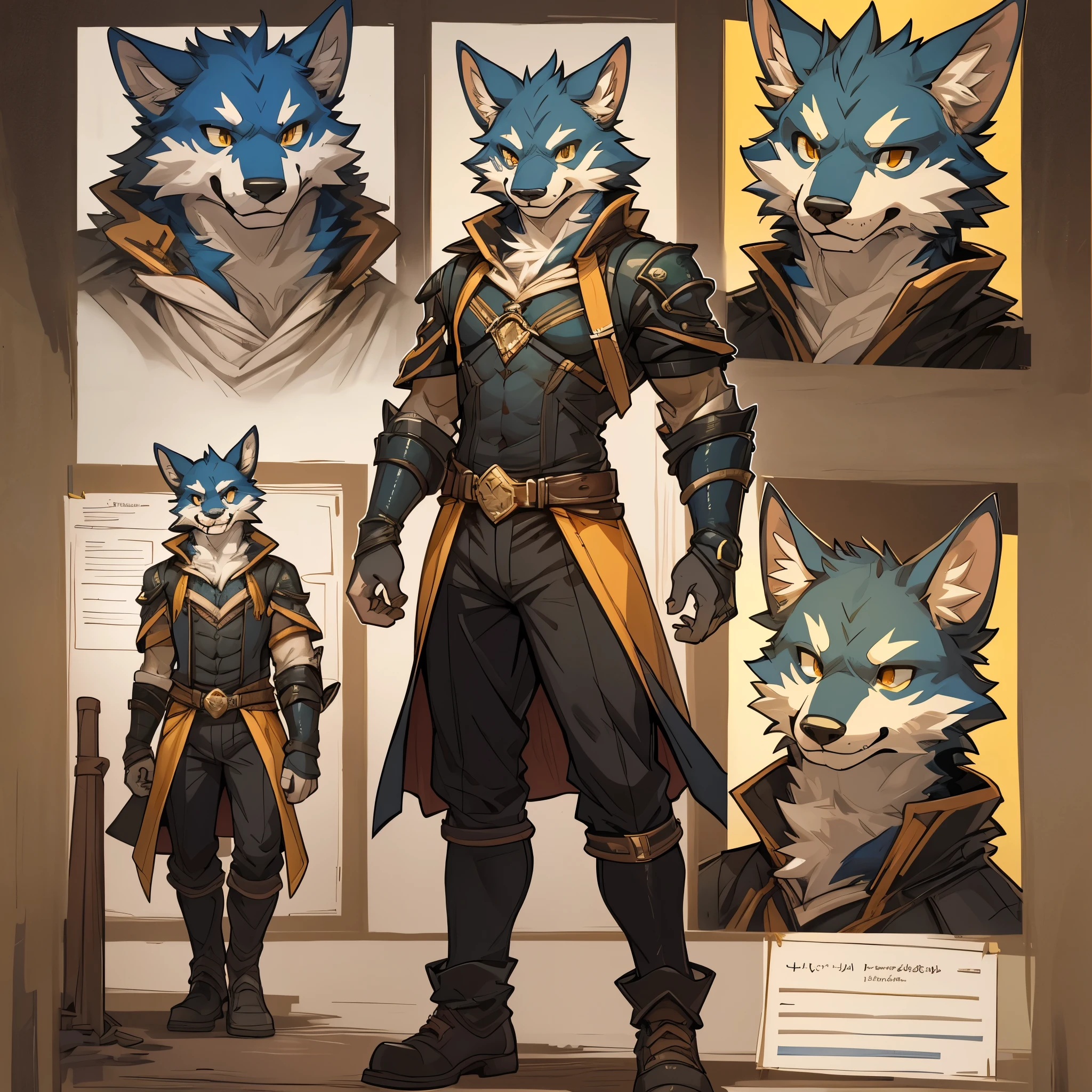 cover page, highres, top quality, best quality, paid reward available, unparalleled masterpiece, perfect artwork, absurdres, High-quality illustrations(style of final fantasy)(concept art, character sheet)perfect anatomy(handsome boy, kemono)(furry anthro),