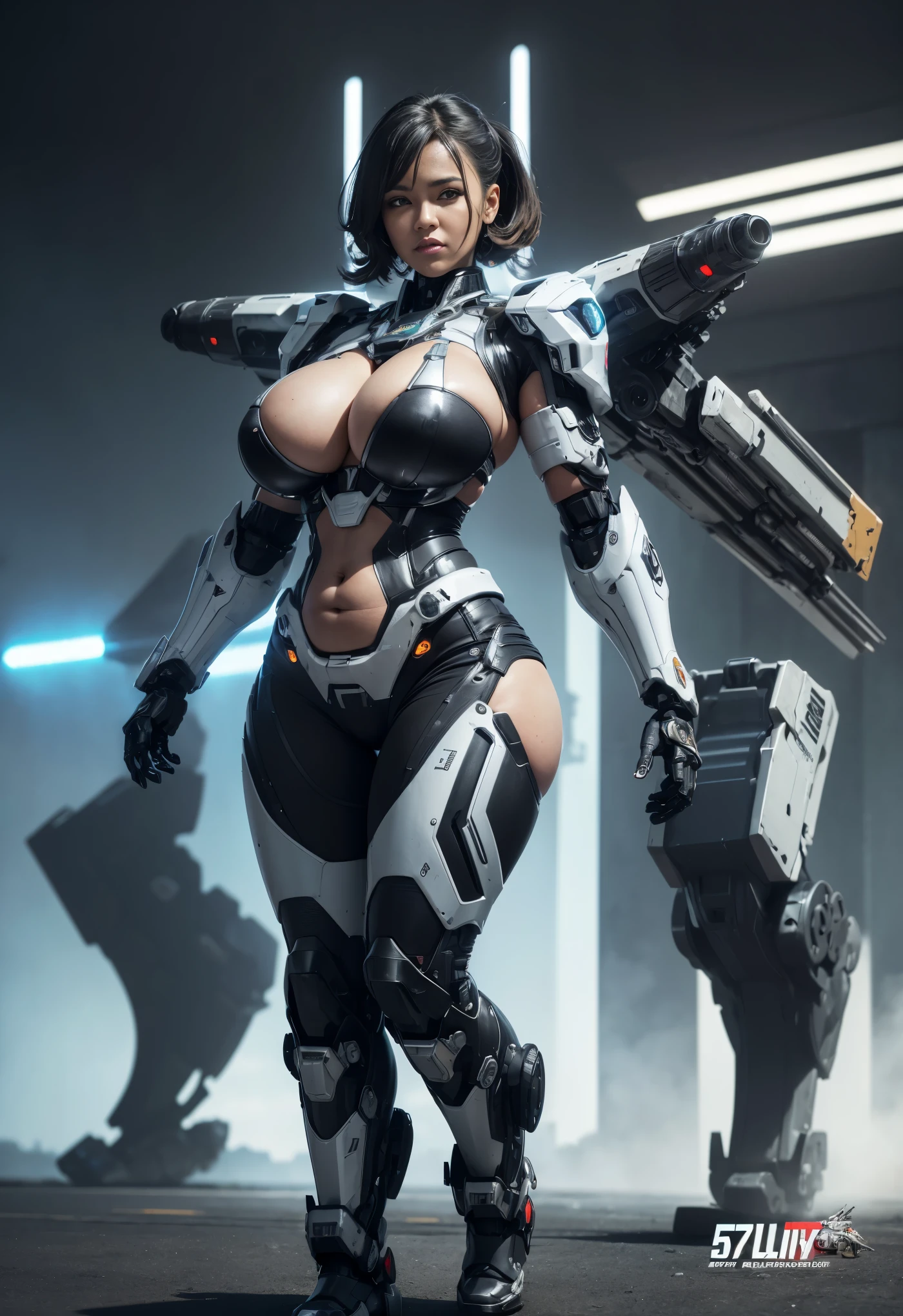 Textured skin, Super Detail, high details, High quality, Best Quality, hight resolution, 1080p, hard disk, Beautiful,(cyborgs),(Missiles from the chest),(Machine gun from both hands), (BLACK WOMAN:1.5), beautiful cyborg woman,Mecha Cyborg Girl,Battle Mode,Girl with a Mecha Body,She wears a battle cyborg mech with a weapon, (Fulll body Shot), (CURVY:1.2), (BIG TITS:1.2), (50_YEAR_OLD:1.5), (OLD WOMAN:1.5), (Wrinkles:1.3), (CELLULITIS:1.6), (FULL BODY:1.3)