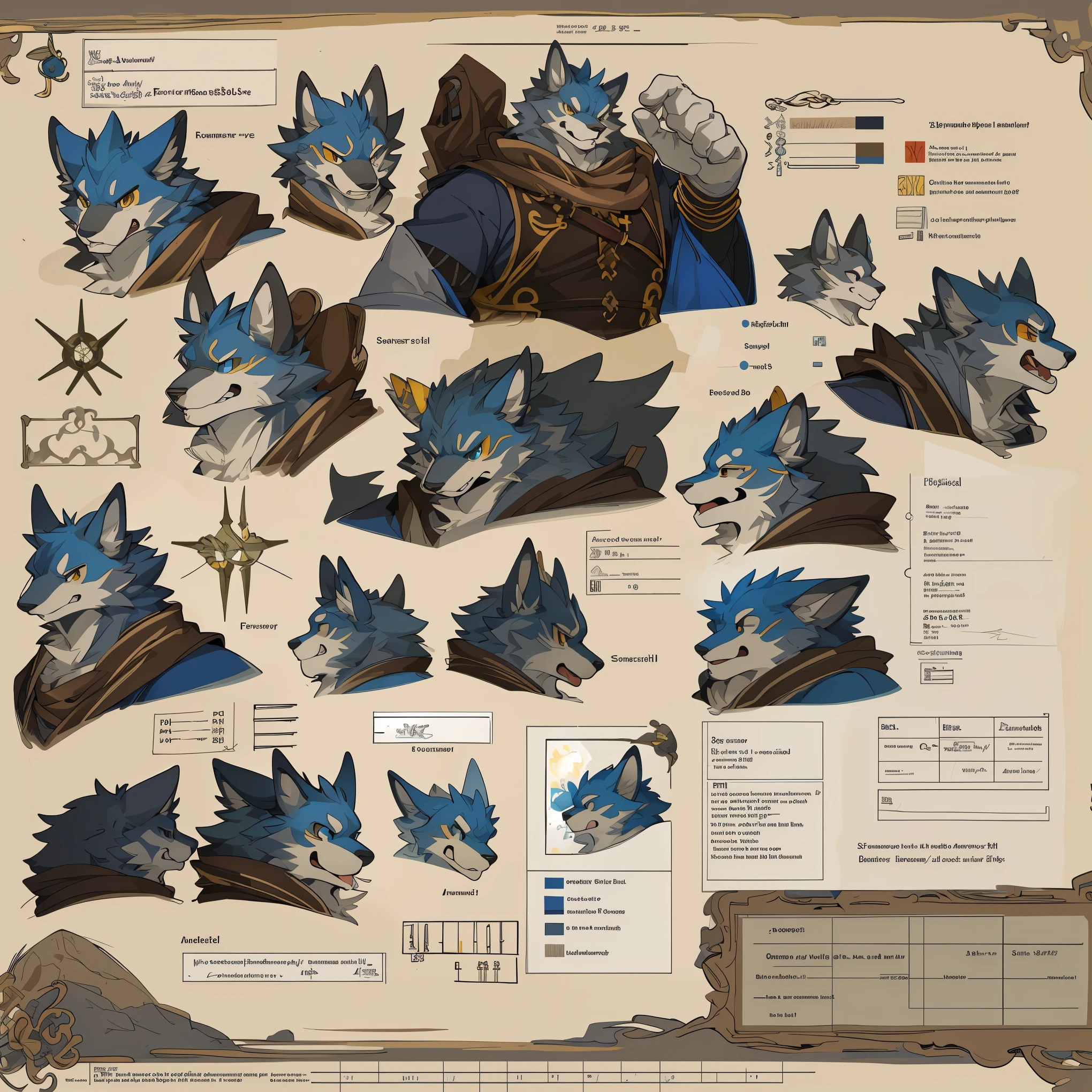 cover page, highres, top quality, best quality, paid reward available, unparalleled masterpiece, perfect artwork, absurdres, High-quality illustrations(style of final fantasy)(concept art, character sheet)perfect anatomy(handsome boy, kemono)(furry anthro),