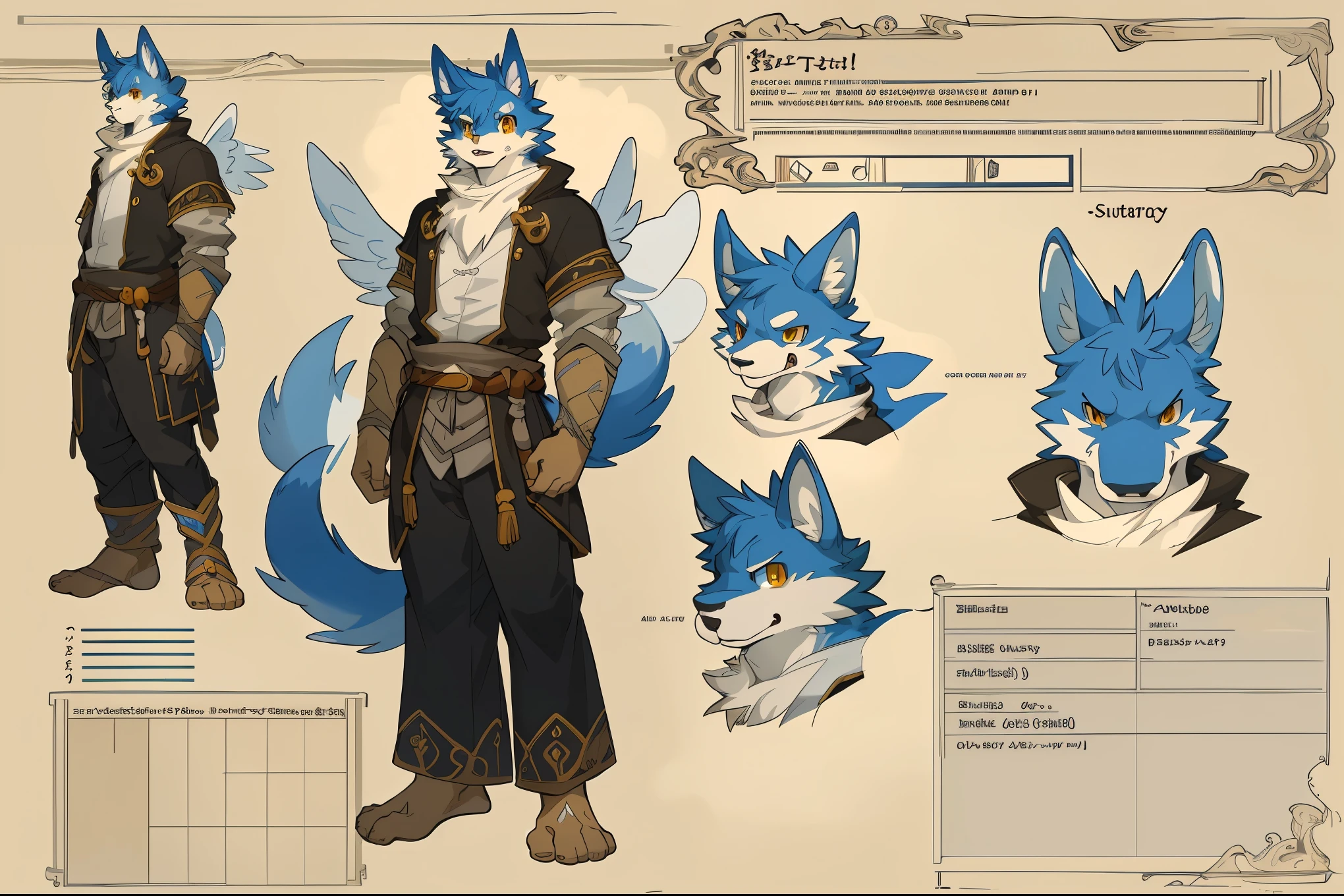 cover page, highres, top quality, best quality, paid reward available, unparalleled masterpiece, perfect artwork, absurdres, High-quality illustrations(style of final fantasy)(concept art, character sheet)perfect anatomy(angelic handsome boy, kemono)(furry anthro),