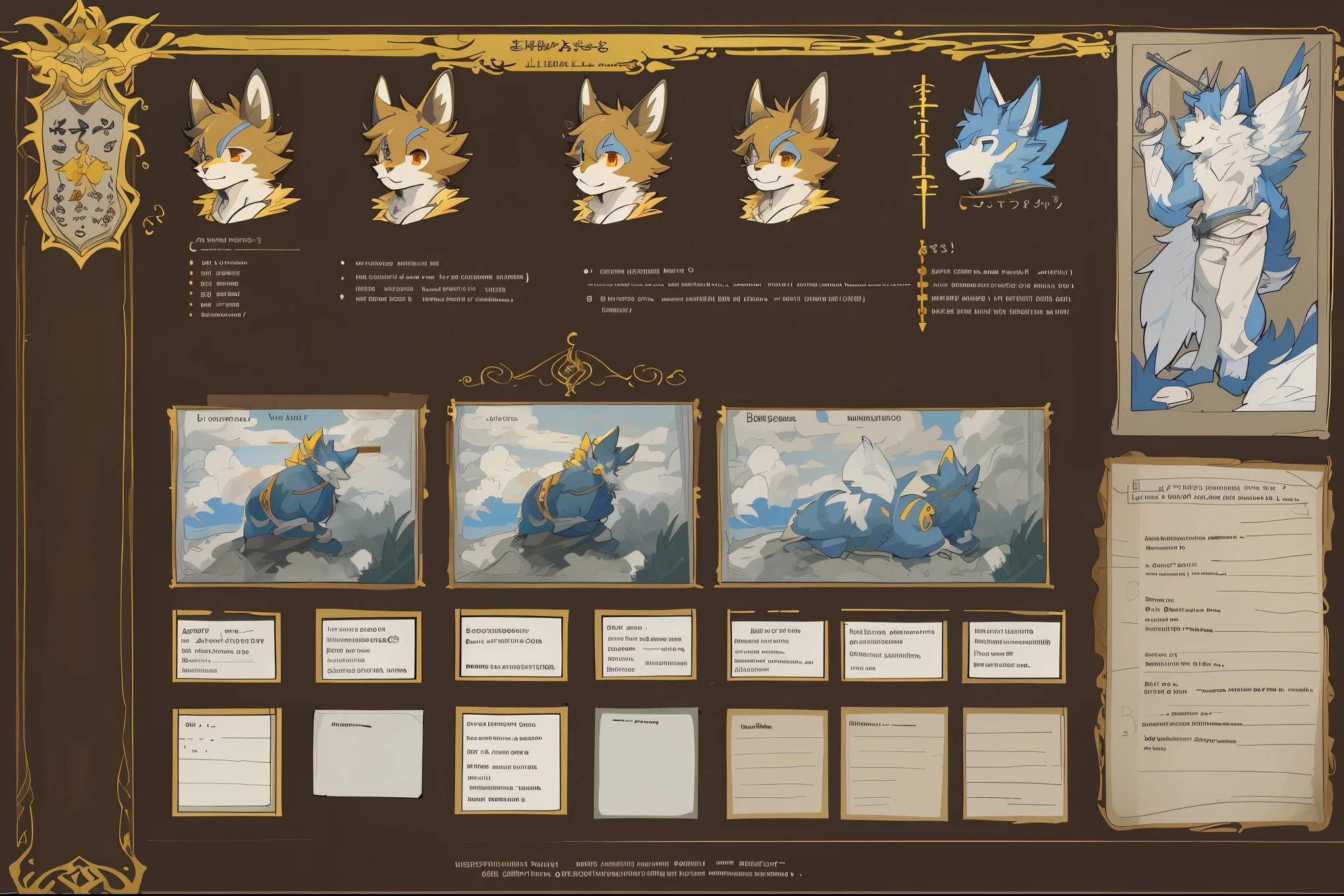 cover page, highres, top quality, best quality, paid reward available, unparalleled masterpiece, perfect artwork, absurdres, High-quality illustrations(style of final fantasy)(concept art, character sheet)perfect anatomy(angelic handsome boy, kemono)(furry anthro),