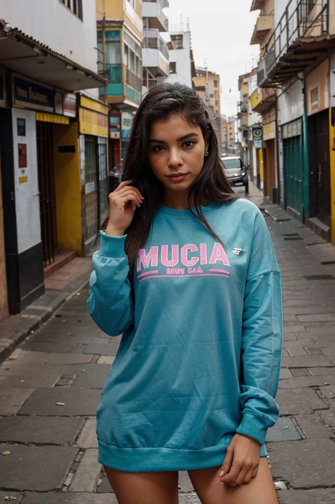 la misma chica pero en la ciudad de bogota distrito capital con una ropa asi atrevida mostrando todo