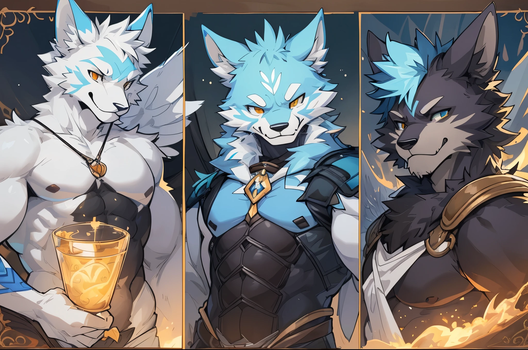cover page, highres, top quality, best quality, paid reward available, unparalleled masterpiece, perfect artwork, absurdres, High-quality illustrations(style of final fantasy)(concept art, character sheet)perfect anatomy(angelic handsome boy, kemono)(furry anthro),