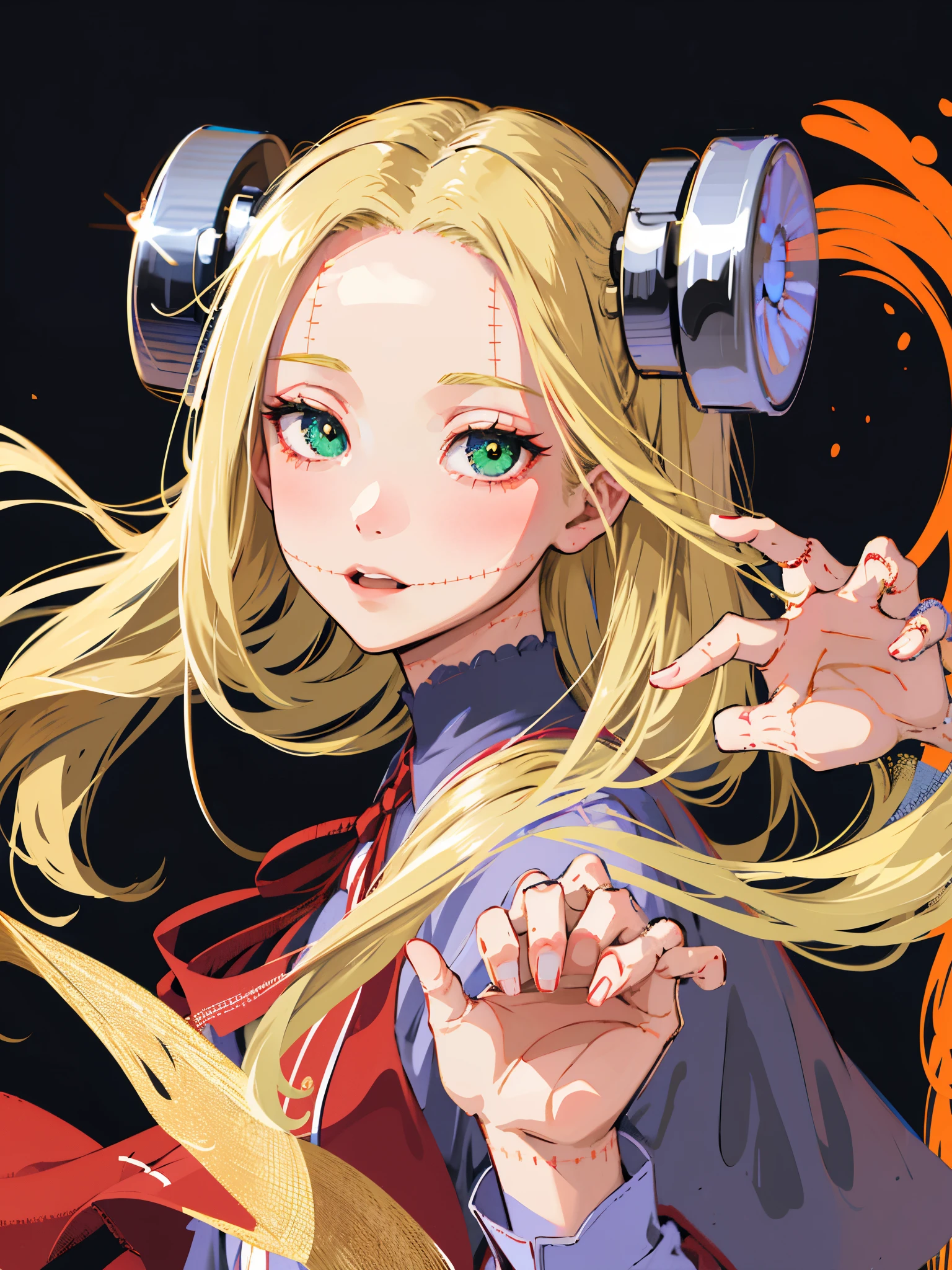 ((masterpiece, best quality)), (1girl), (solo), (female focus), (ash blonde hair, long hair, hair over one eye), green eyes, sad eyes, cold facial expression, cold look, pale skin, colour grading, dark illustration, extreme quality, radiant, extremely detailed, ultra-detailed face, ultra hd 8k, ultra digitality, mythical, dark lightning, perfect face, beautiful, (perfect composition: 1. 4), detailed face and body, award-winning photography , detailed face, detailed hands, looking at the viewer, cinematic lighting, (necromancer), (villain), (masterpiece, best quality, ultra-detailed, best shadow), (beautiful detailed face, feminine features), (best illumination), ((cinematic light)), colorful, hyper detail, dramatic light, intricate details, (dark circle under eyes), decadence, stunning, eerie, (madaraki fran), full frontal, naked body