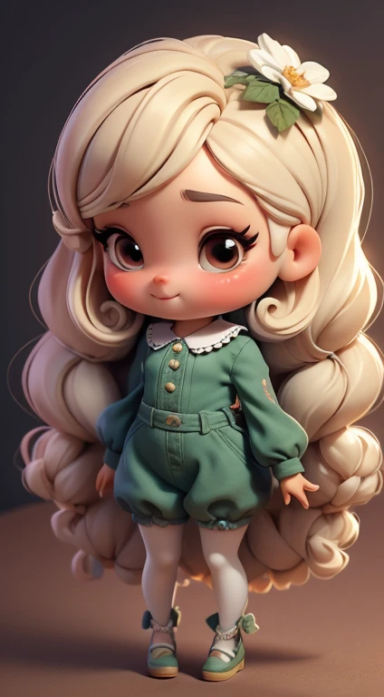 Create a series of cute chibi style dolls with a cute forest theme, sorridente e fofa, each with lots of detail and in 8K resolution. All dolls must follow the same solid background pattern and be complete in the image, mostrando o (corpo inteiro, incluindo as pernas: 1.5)
Boneca fada: Chame-a de Bella. Ela deve ter cabelo longo e cacheado em tons castanho e preto. Seus olhos devem ser grandes e brilhantes, with long eyelashes and rosy cheeks. Bella should be dressed in a country-style jumpsuit, delicado, florido e detalhado. She should wear a hat and no accessories on her hands, deixando elas sem nada. Don't forget the details, com detalhes coloridos e enfeites encantadores, sapato bonito
Certifique-se de adicionar sombras, texturas e detalhes nos cabelos, roupas de cada boneca, to make them even more adorable and charming.