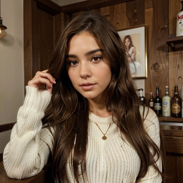 Arafed woman with long brown hair wearing a white sweater., cerveza madison girl portrait, olivia culpo, long, loose brown hair, cerveza madison, Cabello largo y ondulado moreno, Retrato de Sophie Mudd, girl with brown hair, soft devil queen cerveza madison, long wavy brown hair, long wavy brown hair, By the chestnut, long brown hair, By the chestnut largo y rizado, senos grandes