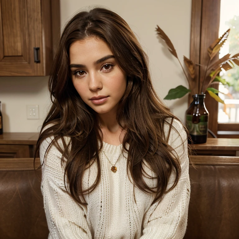 Arafed woman with long brown hair wearing a white sweater., cerveza madison girl portrait, olivia culpo, long, loose brown hair, cerveza madison, Cabello largo y ondulado moreno, Retrato de Sophie Mudd, girl with brown hair, soft devil queen cerveza madison, long wavy brown hair, long wavy brown hair, By the chestnut, long brown hair, By the chestnut largo y rizado, senos grandes