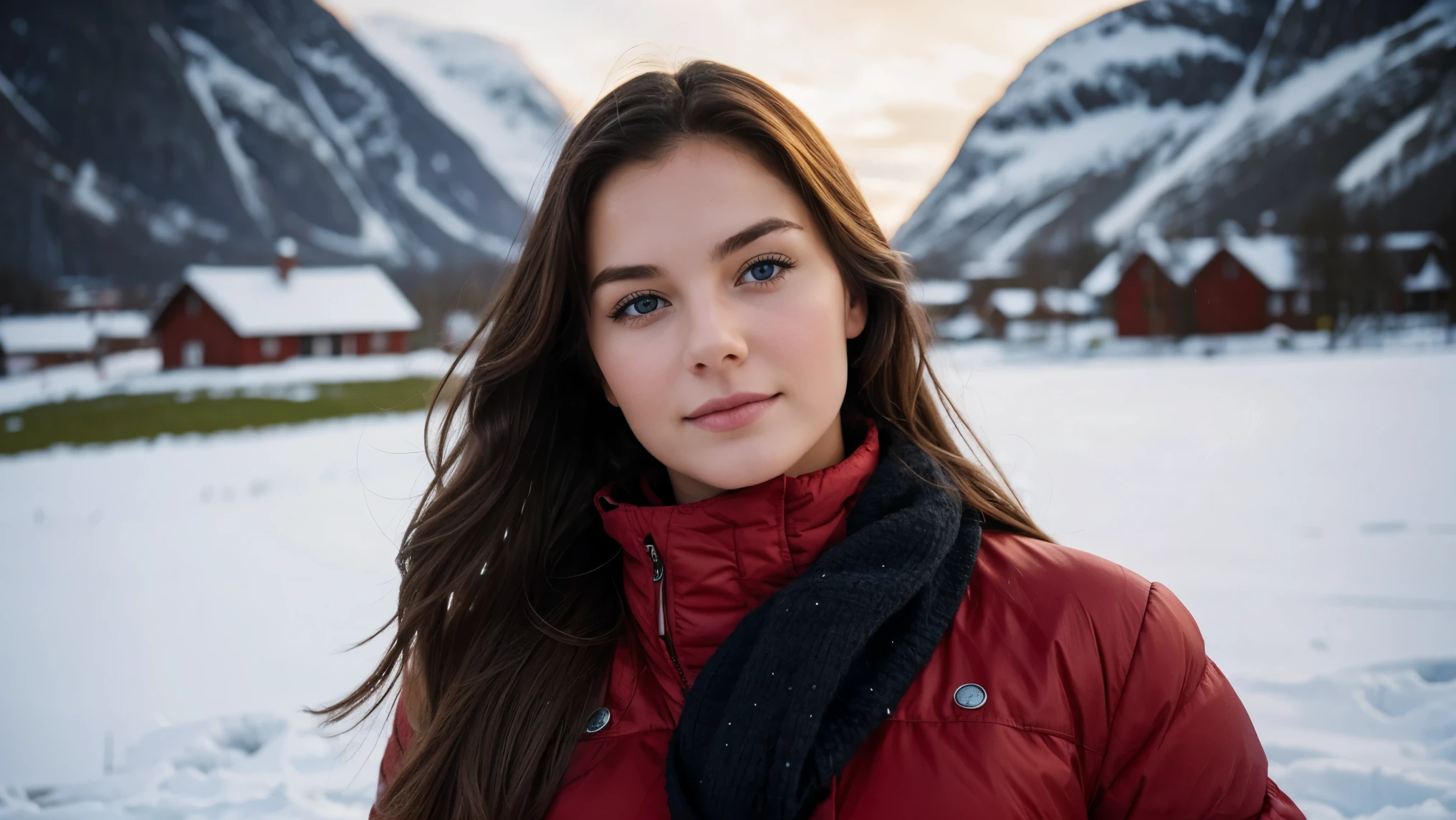 beautiful half-body shot Norway woman
