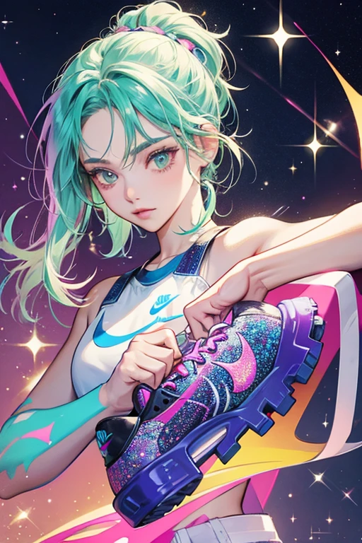 wearing nike; jelly; glitter