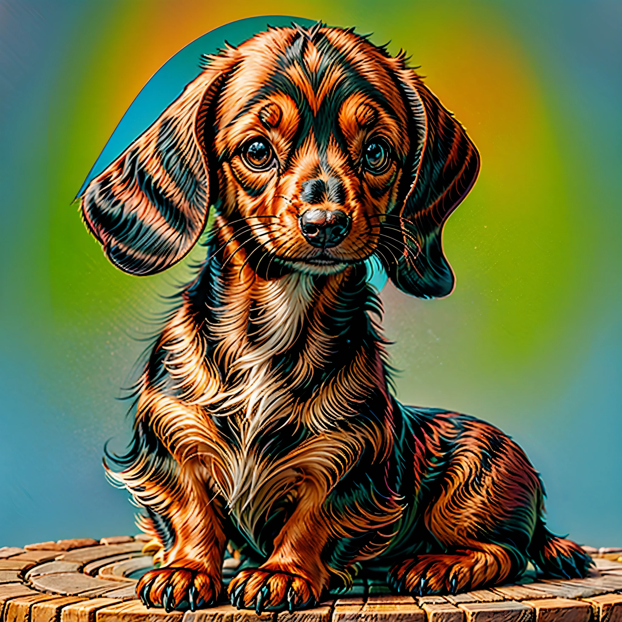 Smol face animals Dog "Produces ultra-high-resolution images of chic miniature Dachshund dogs, In Classic Cat Poses. Advanced macro photography techniques are used to bring out the intricate details of the miniature Dachshund dog's black coat, mustache, e olhos expressivos. exposure." Place the camera at eye level with the miniature dachshund dog to create an intimate connection between the viewer and the subject of the miniature dachshund dog. Implemente uma abertura ampla para criar uma profundidade de campo rasa, making the miniature dachshund dog stand out clearly against a softly blurred background. Enhance lighting to highlight the textures and contours of your miniature dachshund dog's body, e use software para remover sombras duras e criar uma atmosfera aconchegante. Pick up the Miniature Dachshund dog in a relaxed position, mas equilibrado, Showing Flexibility and Grace. Tente capturar momentos de movimento natural, alongamento, Grooming, etc. to convey an authentic feeling. We implement post-processing techniques that improve image clarity, Contraste, and color balance, Preserving Every Aspect of Your Miniature Dachshund Dog, From its intricate patterns to its intense gaze, renderizando-o em detalhes impressionantes. finalmente, Capture a fleeting moment that conveys the gentle beauty and innate grace of the Miniature Dachshund and celebrates the Miniature Dachshund's unique essence of curiosity and poise. " Chamado Pingo. Idade Idoso --v 6 --s 1000 --c 20 --q 20 --chaos 100