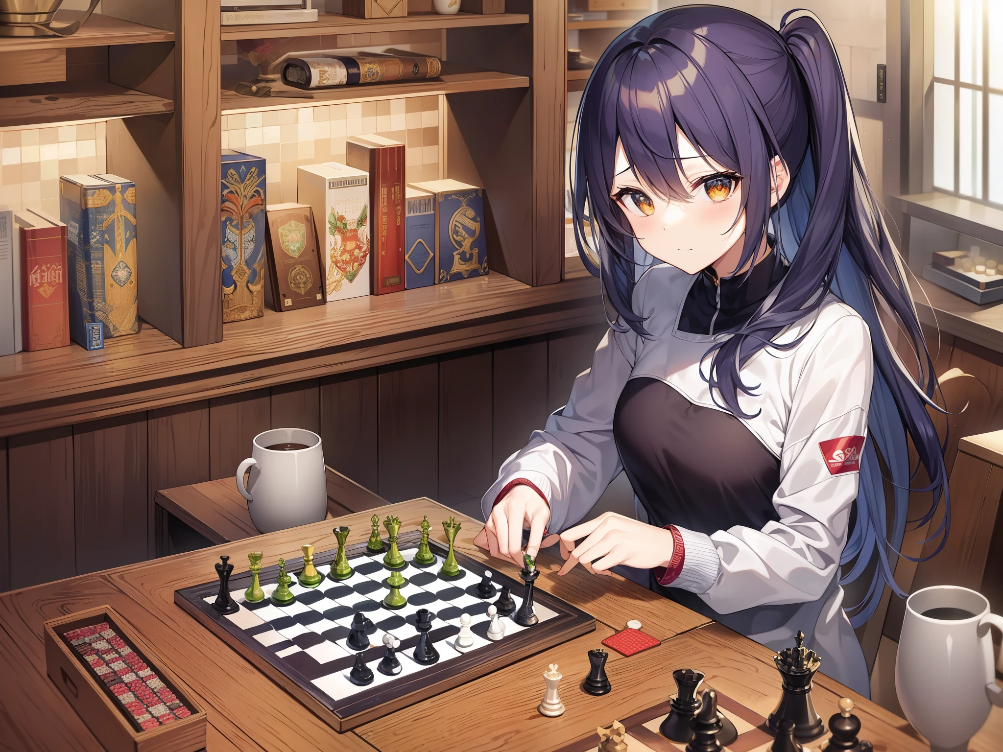 Chessboard、チェスpieces、king、queen、rook、Pijop、knight、pawn、１６pieces、Chess is、board game for two people、マインドsportsの一種である。白・黒それぞれ6種類16個piecesを使って、敵のkingを追いつめるゲームである。among chess players、Due to its cultural background, it is at the same time a board game.「sports」but「art」but「science」butあるとされ[1]、It is said that in order to win at games, you need the ability to synthesize these senses.[2]。