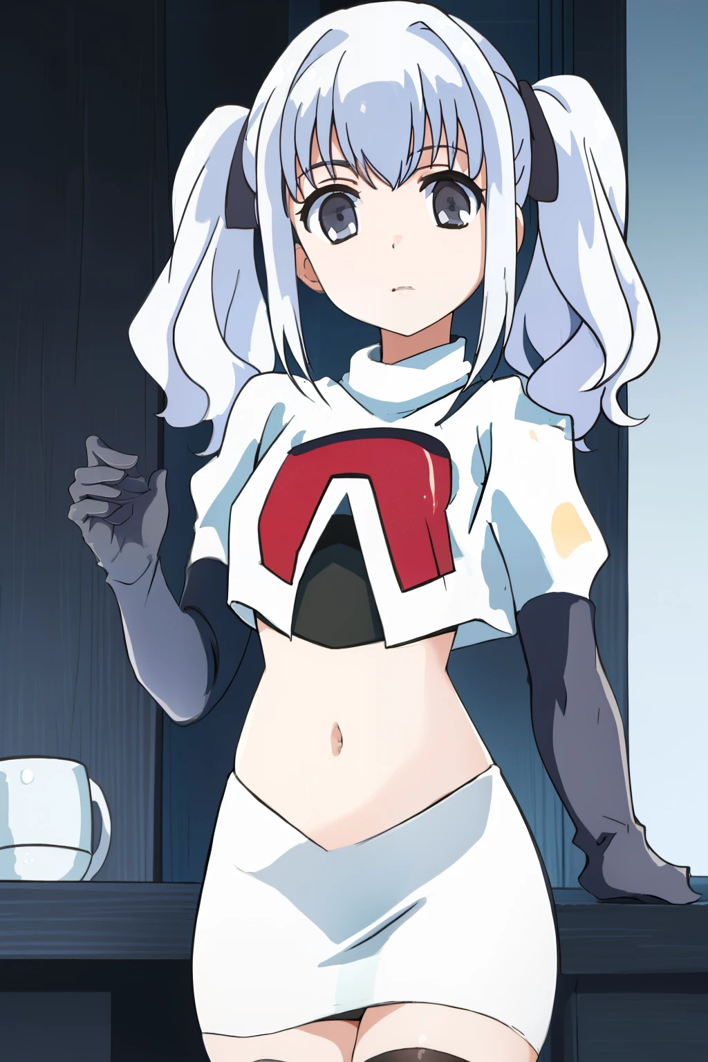 mononobe no futo, One Girl, Long sleeve, Sleeves edged with ribbon, Gray Hair, blue eyes, Proud face,
Underbust, Medium Chest, Spread your legs,Underarm,Plump,Loincloth,Sweat,milk