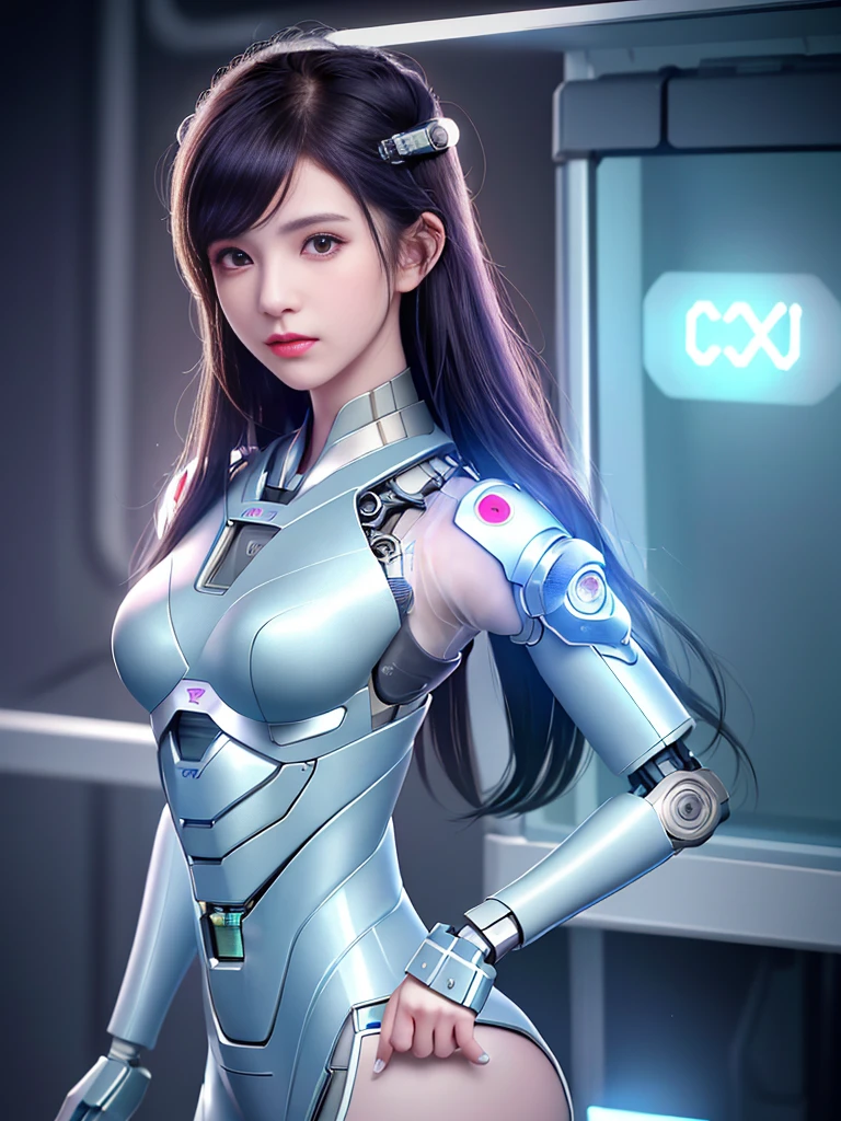 dystopian, [sci-Fi], High-detail RAW color photos, Panorama, oF (cute Female arterial intelligence, 控制论Enhance), indoors, permanent, (Inside the cryogenic chamber, in advanced cyberpunk research Facility), Toned physique, (Small but lively breasts, normal, big ass, (pale skin), (cybernetic implants:1.2), (Enhance), (cyborg:1.1), (Delicate skin, diFFused skin pores), silicone, Metal, (Very detailed, Fine details, complex), (lens Flare:0.4), (bloom:0.4), diFFused soFt lighting, Ray tracing, shallow depth oF Field, (Oliver Waite), Shot with Canon EOS 5D, 90mm macro lens, F/8, sharp Focus, Smooth, cinematic Film still From Blade Runner 2049, [cyberpunk:dieselpunk:0.25]