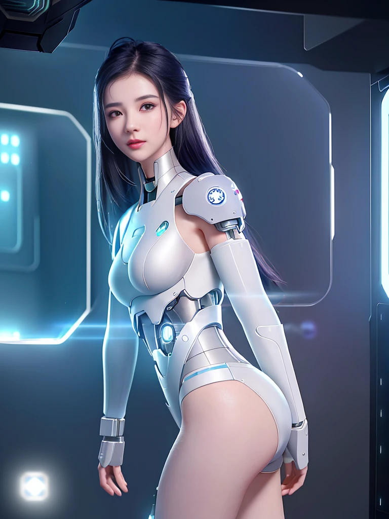 dystopian, [sci-Fi], High-detail RAW color photos, Panorama, oF (cute Female arterial intelligence, 控制论Enhance), indoors, permanent, (Inside the cryogenic chamber, in advanced cyberpunk research Facility), Toned physique, (Small but lively breasts, normal, big ass, (pale skin), (cybernetic implants:1.2), (Enhance), (cyborg:1.1), (Delicate skin, diFFused skin pores), silicone, Metal, (Very detailed, Fine details, complex), (lens Flare:0.4), (bloom:0.4), diFFused soFt lighting, Ray tracing, shallow depth oF Field, (Oliver Waite), Shot with Canon EOS 5D, 90mm macro lens, F/8, sharp Focus, Smooth, cinematic Film still From Blade Runner 2049, [cyberpunk:dieselpunk:0.25]