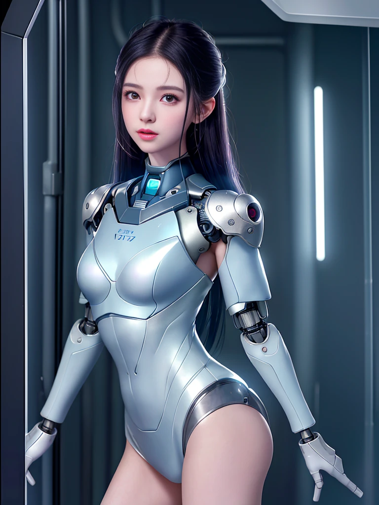 dystopian, [sci-Fi], High-detail RAW color photos, Panorama, oF (cute Female arterial intelligence, 控制论Enhance), indoors, permanent, (Inside the cryogenic chamber, in advanced cyberpunk research Facility), Toned physique, (Small but lively breasts, normal, big ass, (pale skin), (cybernetic implants:1.2), (Enhance), (cyborg:1.1), (Delicate skin, diFFused skin pores), silicone, Metal, (Very detailed, Fine details, complex), (lens Flare:0.4), (bloom:0.4), diFFused soFt lighting, Ray tracing, shallow depth oF Field, (Oliver Waite), Shot with Canon EOS 5D, 90mm macro lens, F/8, sharp Focus, Smooth, cinematic Film still From Blade Runner 2049, [cyberpunk:dieselpunk:0.25]