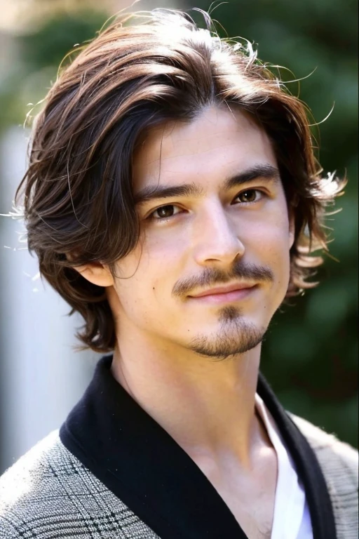 gentleman、wild、good looking、good looking、well-groomed face、facing forward、Confident、Orlando Bloom lookalike、looking at the camera、60s generation