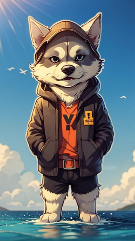 A cool one,husky,Cartoon stickers