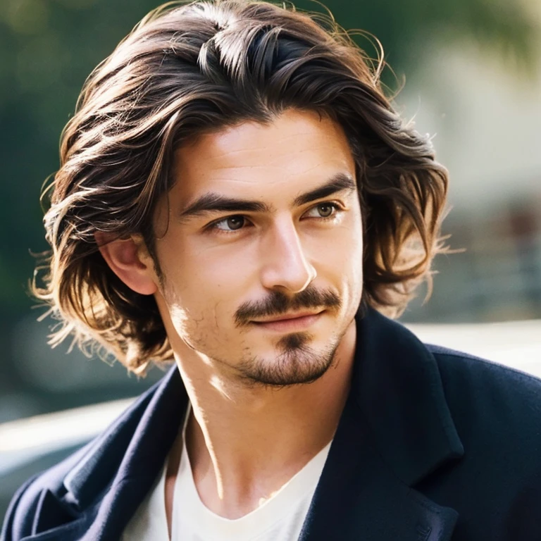 gentleman、wild、good looking、good looking、well-groomed face、facing forward、Confident、Orlando Bloom lookalike、looking at the camera、60s generation