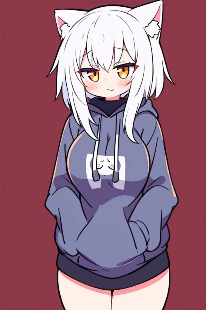 White hair, hood, animal hood, cat hood, red eyes, hoodie, tail, cat tail, smile, cute smile, y smile, shy, blush, blushing, claws, dark skin, thighs, big thighs, big ass,art shaped ass, fr view hearts, heart pupils, asshole, g, pussy, anal, anal anal r sex toyal pention,al inion, dildo, bdildo, ri dildo,