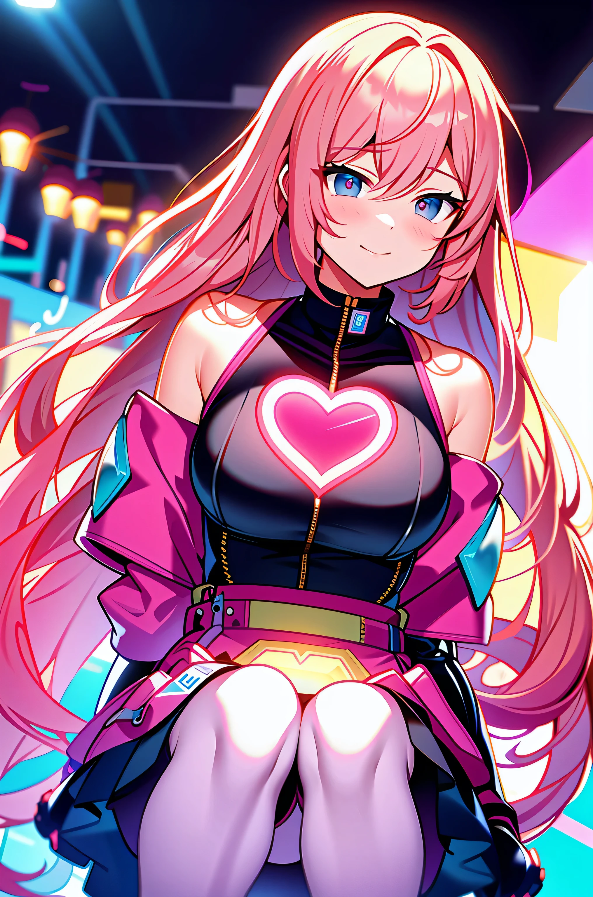 fast beating heart,The background is bright lights。