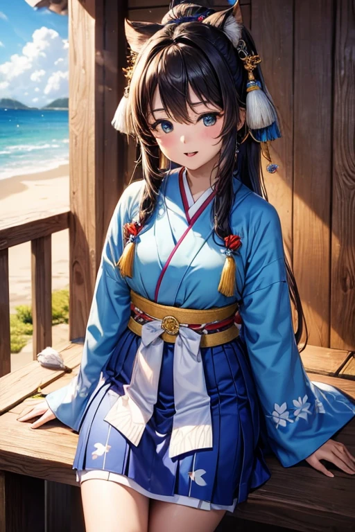 work of art, best qualityer, high resolution,  Japanese blue sky lofi anime image