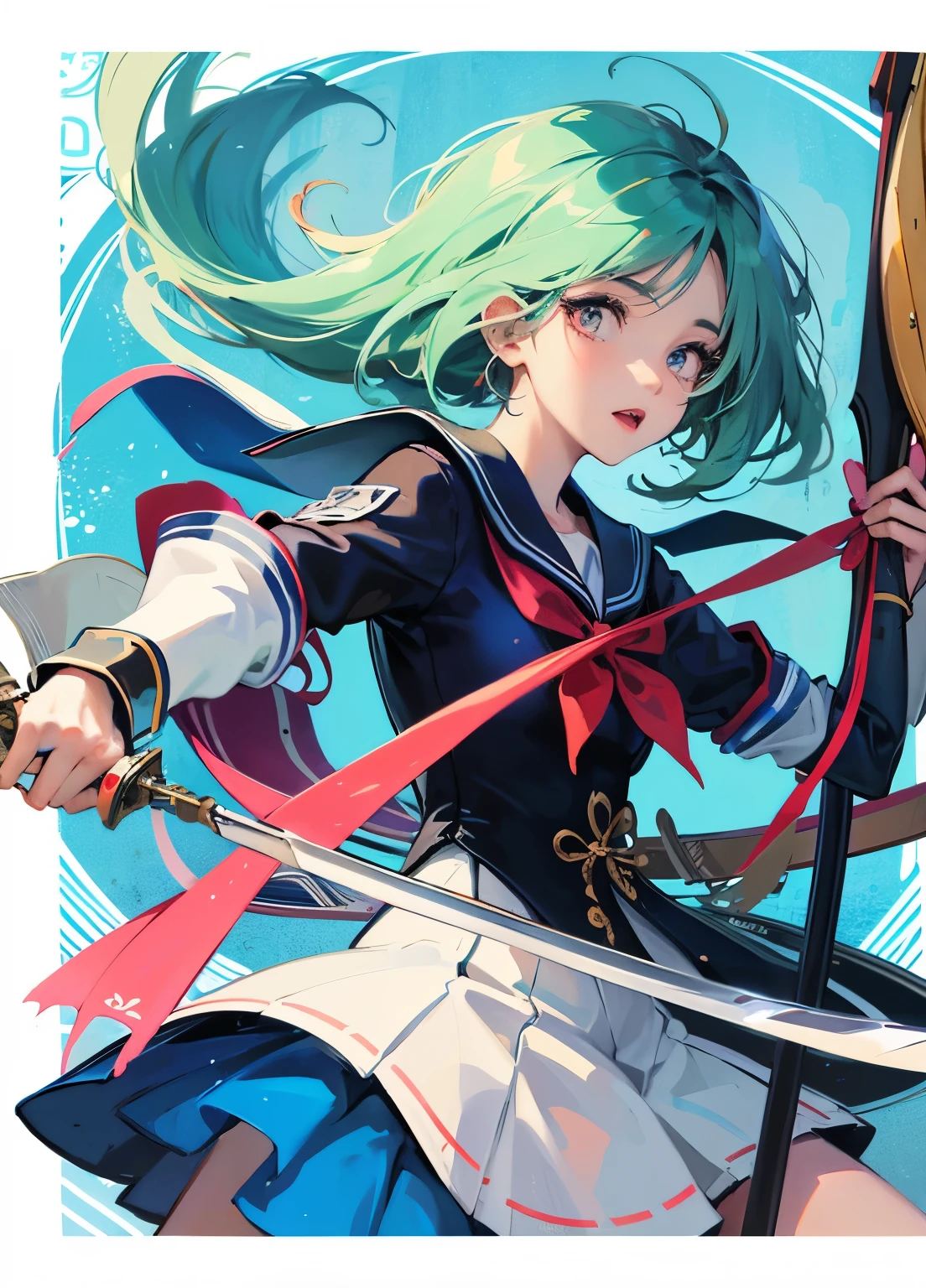 anime girl in sailor outfit with sword and sword in hand, anime goddess, female anime characters, (anime girl), anime girl with a bow and arrow, female action anime girl, anime characters, Fleet collection style, anime cover, seductive anime girl, Inspired by Leng Mei, anime grandma, attractive anime girl, Kitagawa Ocean Fan Art, Animation Art, anime girl