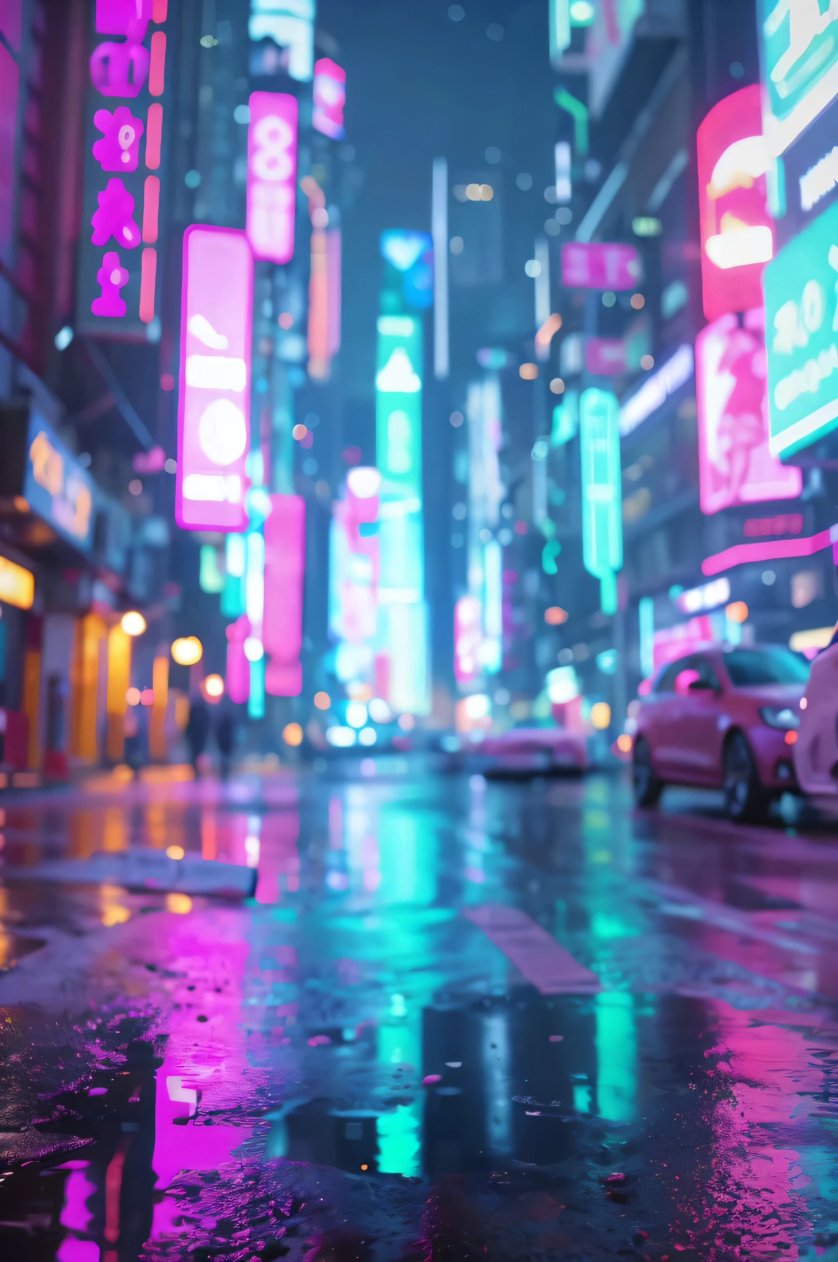 araffe city street at night with neon signs and cars, neon rainy cyberpunk setting, hyper realistic cyberpunk city, hyper-realistic cyberpunk style, cinematic neon matte painting, rainy cyberpunk city, cyberpunk city street, cyberpunk art ultrarealistic 8k, cyberpunk city street background, cyberpunk street, dreamy colorful cyberpunk colors, cyberpunk streets at night, cyberpunk night street