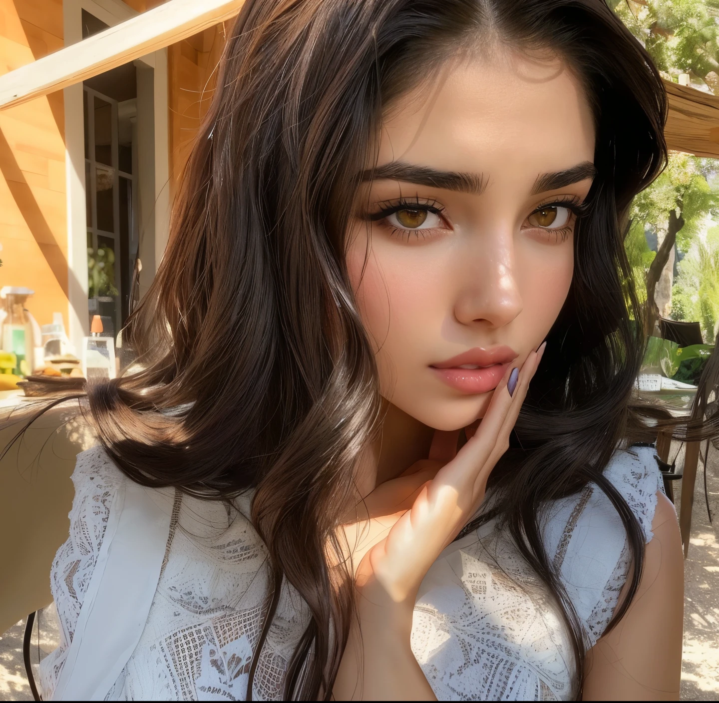 arafed woman with long dark hair posing for a picture, flawless olive skin, dua lipa, gorgeous latina face, instagram model, gorgeous woman, violet myers, olivia culpo, gorgeous lady, madison beer, olive skin, cool looking, portrait emily ratajkowski, christina kritkou, looks like laura barriales, she has olive brown skin, leaked image