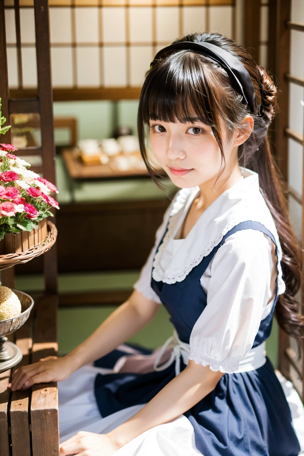 Japanese beautiful girl、cafe clerk、21 years old、Maid clothes、