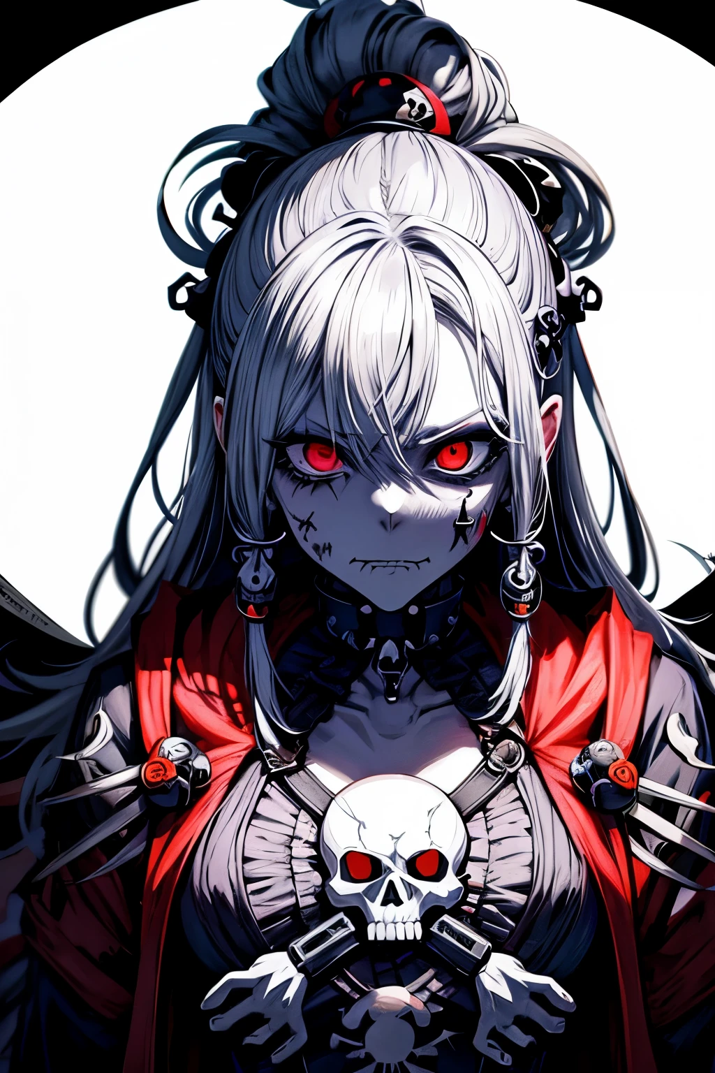 (((Alice in Wonderland:1.1))), 1girl, masterpiece, best quality, 8k, detailed skin texture, detailed cloth texture, beautiful detailed face, intricate details, ultra detailed, (a bow on her head:1.1), BACKLIGHT, realistic art, extremely delicate and beautiful, ultra-detailed, 1girl, white hair, vampire, yandere, creepy smile, (((Black goo flowing from eyes, eldritch Horror, skeleton, exposed Bone, bleeding, undead, rotting, ripped flesh, ((Blood)), gore, creepy, scary, monster, evil, insane ))) glowing dark red eyes, floating, detailed light, illustration, dynamic angle, depth of field, Short Vampire girl, long hair, ((white hair)), showing fangs, pale white skin, (ultra high res, best quality,), (8k, raw photo, best quality, masterpiece), technological sense, best quality, masterpiece, illustration,CG ,unity ,wallpaper, official art, Amazing, finely detail, an extremely delicate and beautiful,extremely detailed, highly detailed, sharp focus,rich background, (real person,photograph), ((high detailed skin))