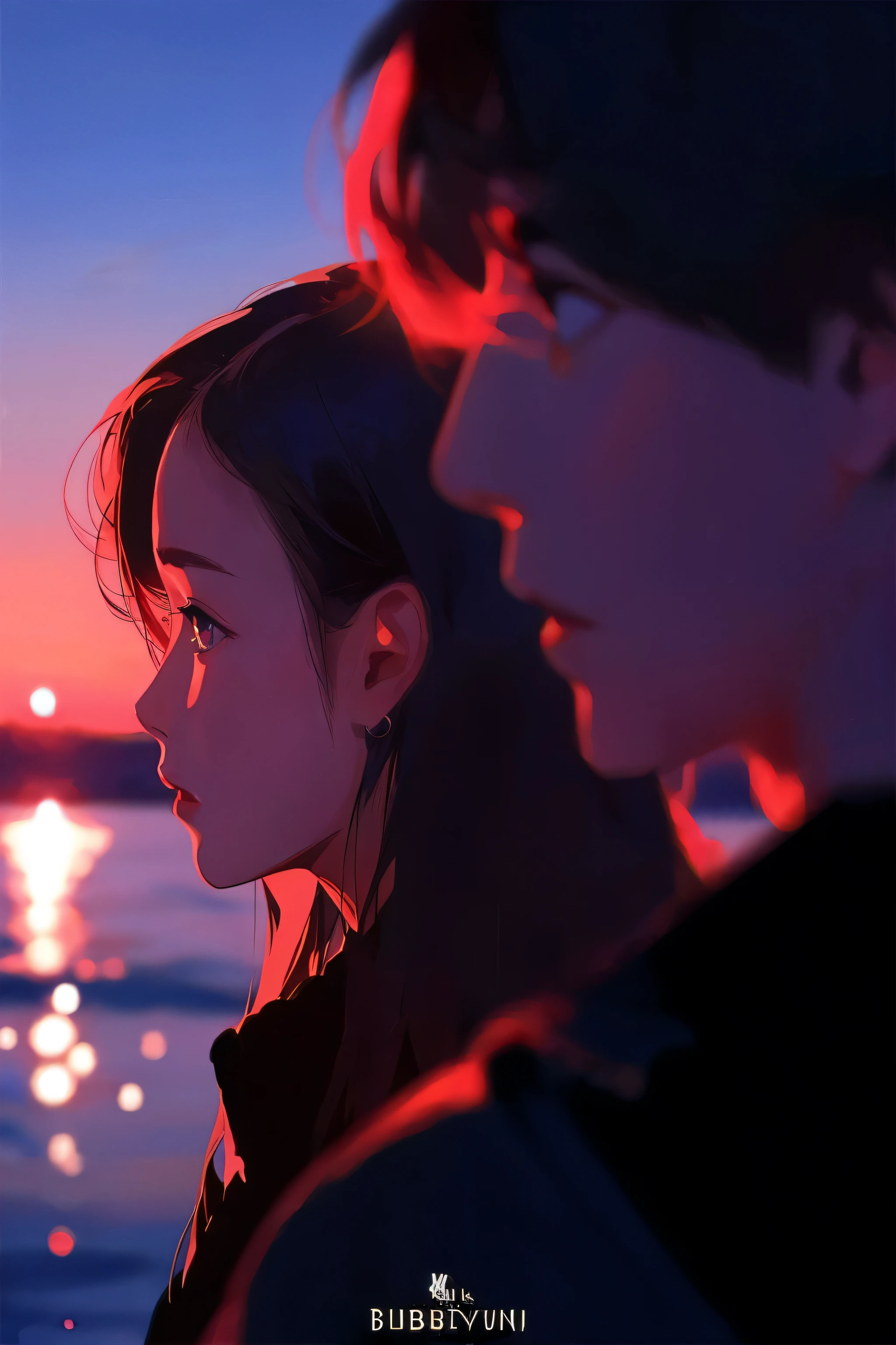 japanese cartoon movies, Two people are watching the sunset on the water, Ilya Kubshinov landscape, digital art Ilya Kubshinov, author: Alena Aenami, anato finnstark and Alena Aenami, breathtaking Ilya Kubshinov, ( Ilya Kubshinov ), Artistic. Alena Aenami, ross tran and Ilya Kubshinov