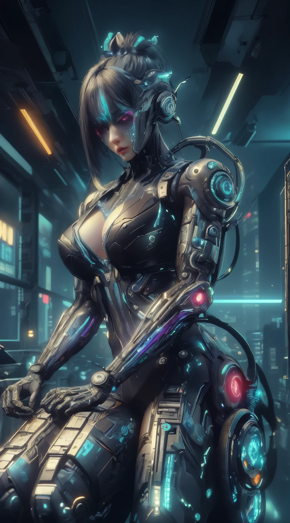 RAW Photo of C7b3rp0nkStyle woman, cyberpunk style, photorealistic, (Masterpiece:1.3) (best quality:1.2) (high quality:1.1)