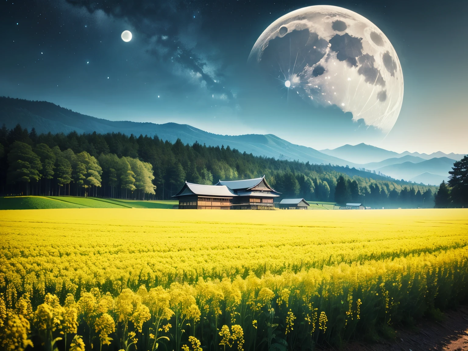 Rapeseed field、japanese landscape、３moon、winter、background only、Landscape only、