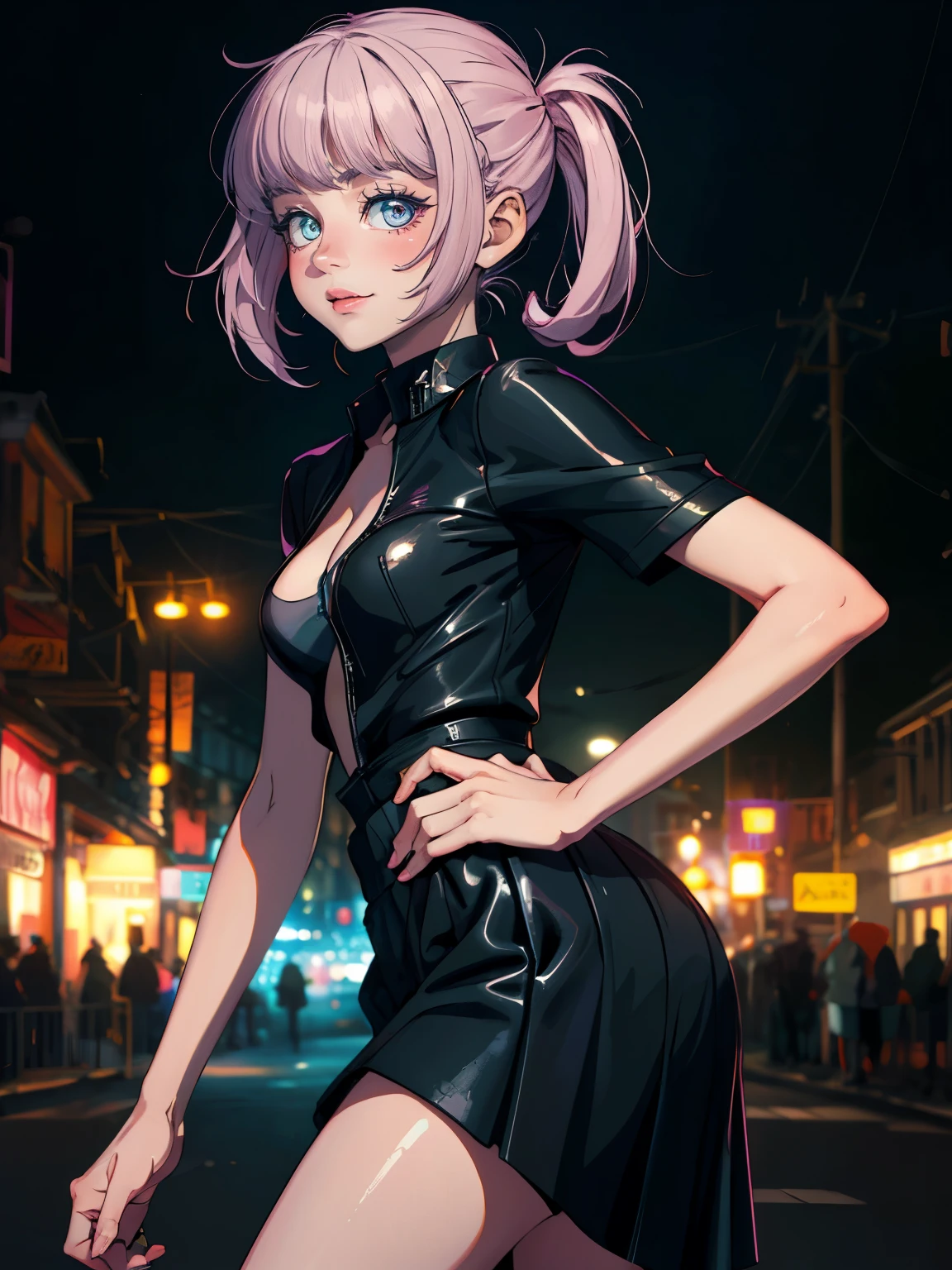 ((masterpiece)), (best quality),, official art, extremely detailed CG unity 8k wallpaper, highly detailed, shiny skin, Depth of field, vivid color,, 1girl, (curvy:1.0), (full body:0.8), girl wearing skirt or dress, sexy , portrait sophie mudd, casual pose, gorgeous young model, cute young woman, a beautiful -aged girl, very pretty model, young , cute young girl, beautiful young girl, beautiful model, shorter pink/purple hair, light hair, shiny hair, young and cute girl, girl, Nazuna Nanakusa, Call of the night, Nazuna Nanakusa anime, anime, looking at me, wild pose, sexy pose
