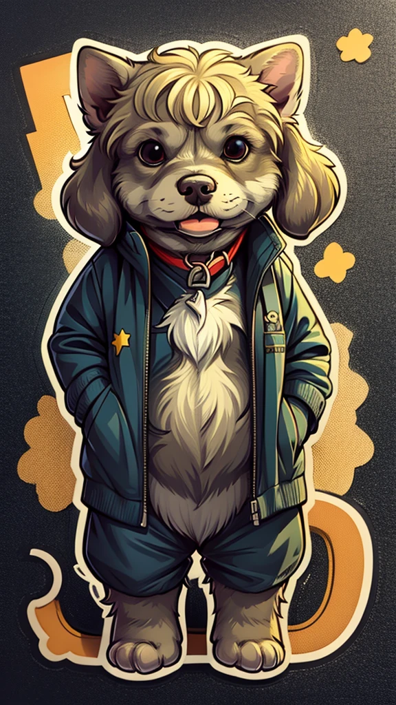 A cool one,dog,Curls,Cartoon stickers