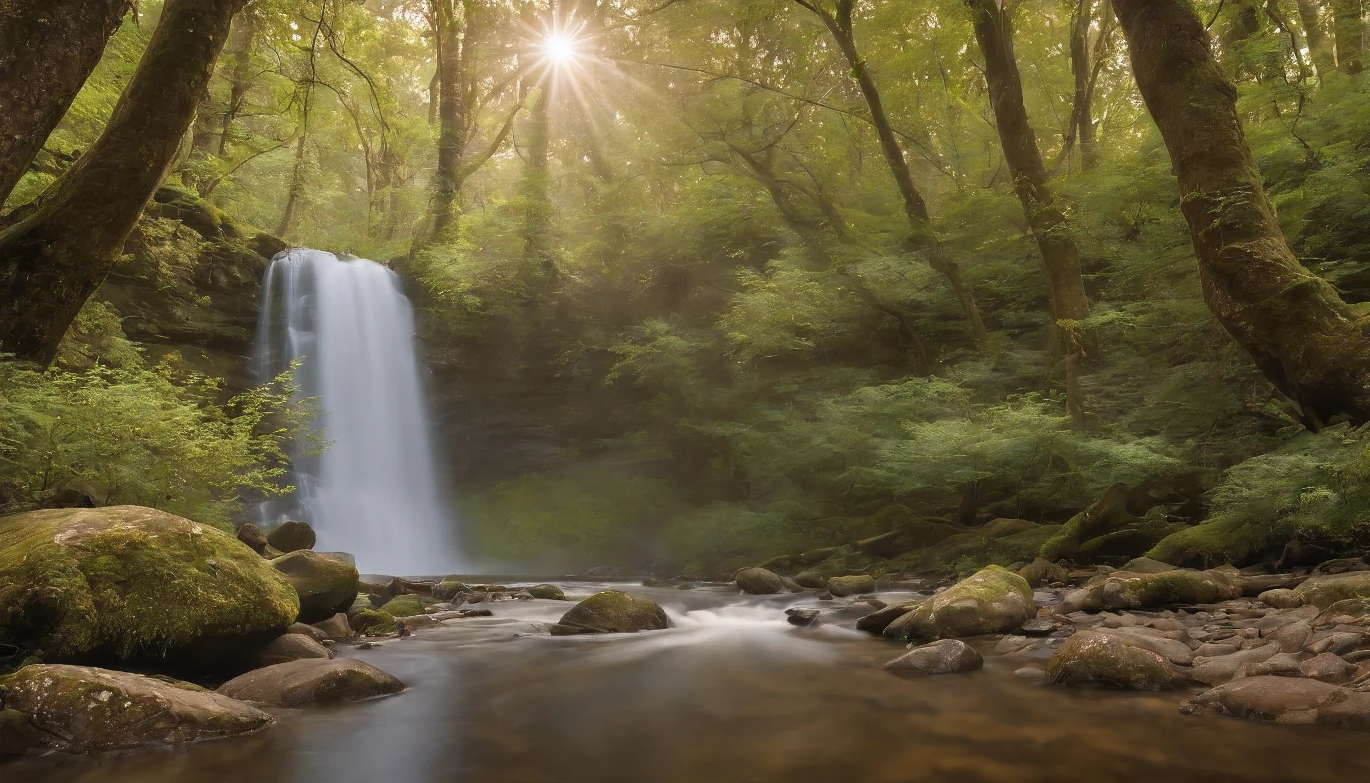The fresh, inviting scent of damp earth and flower blossoms perfumes the air as I venture deeper into a wooded glen. Shafts of sunlight filter through the canopy, illuminating floating specks of pollen that dance in the air like fairy dust. It's a magical place, and I take my time exploring, listening to the gentle babble of water over rock.