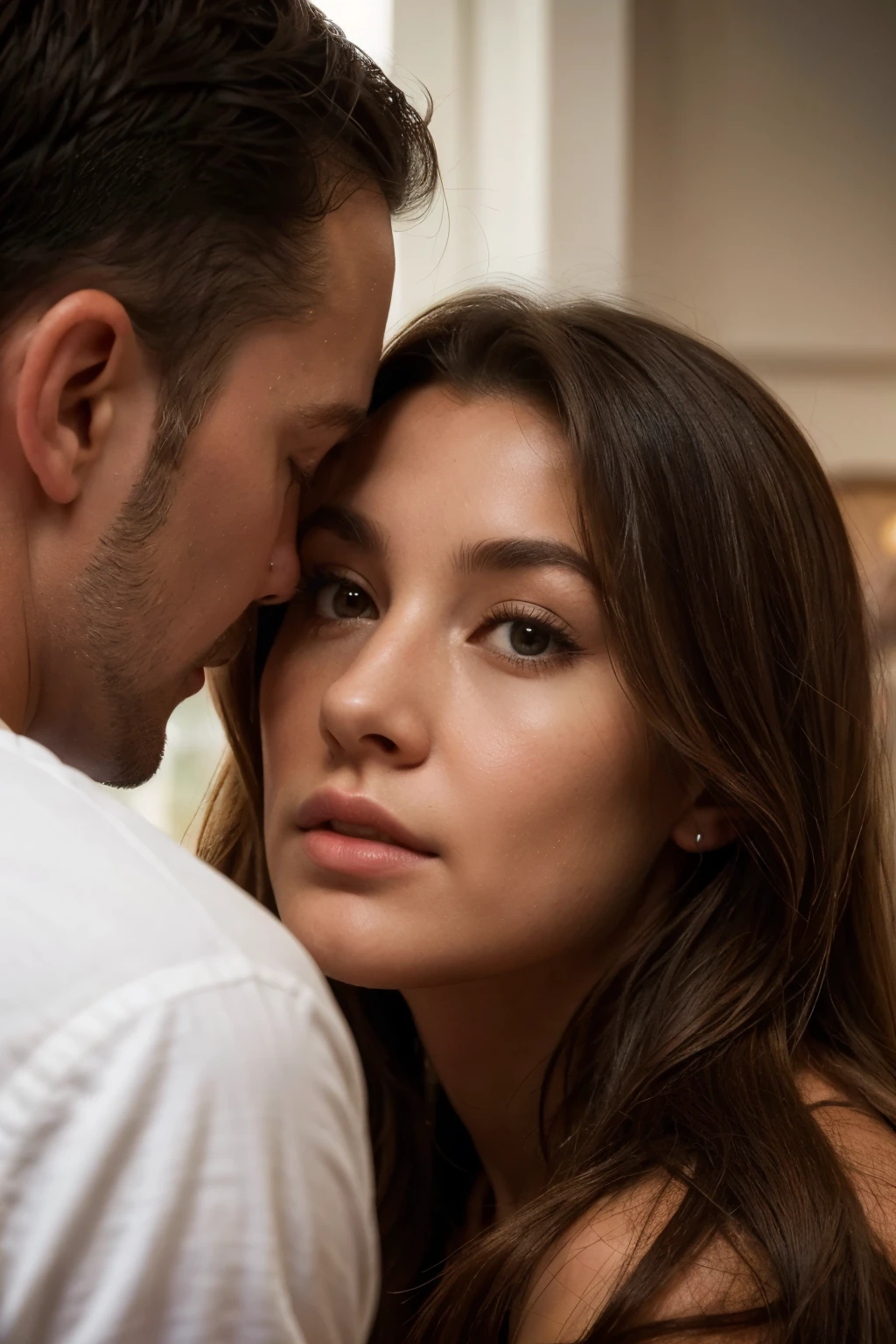 she can't help herself, she just stares at that man, she is very attracted to that man, she watches him, she's extremely attracted and drawn to that man, you can see it in her expression, she's just staring at him, wanting him, desperate to know him, look at her wanting him, you can see it in her face, she can't take her eyes off that man