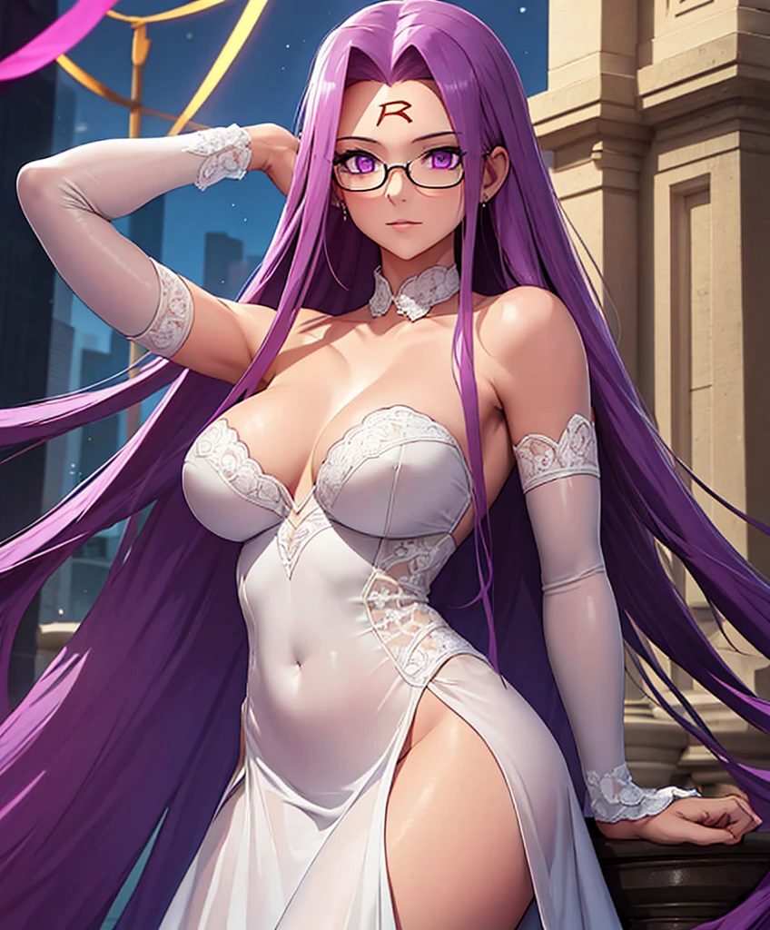 Best quality,Masterpiece,high resolution,Only,{short wedding dress:1.40},{tie:1.20},handsome,{Medusa_FGO:1.15},long_hair,purple_hair,very_long_hair,purple_eyes,breasts,Big_breasts