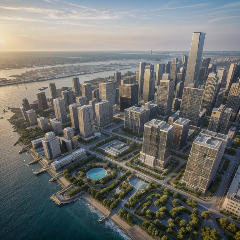 master piece, best quality, 8k, ultra-detailed, realistic,
professional lighting, realistic shadow, fine details, Golden ratio, high detail, Photorealism,
morning, The morning sun is shining,
town by the sea, multiple skyscrapers, future,
Stylish, beautiful starry sky, beautiful planet in the sky,
huge stadium, rocky island, Landmark,
originality