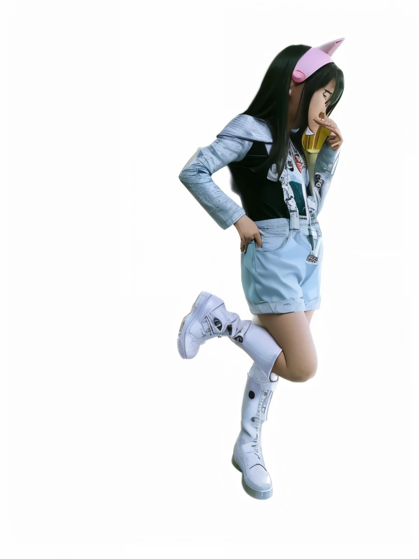Girl dressed as the character "Milk" del anime dragon Ball con su casco y sus botas el disfraz debe de ser con bokini
