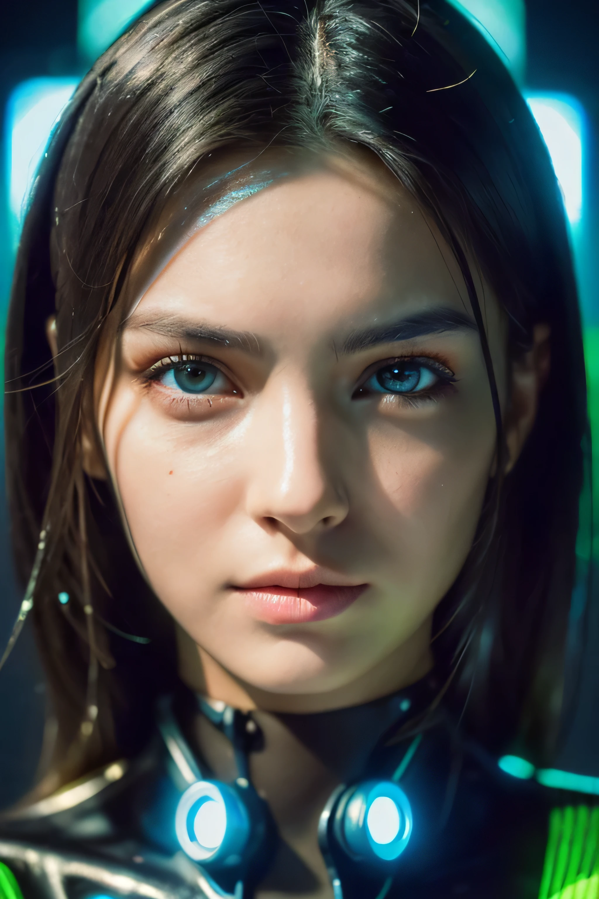 (Best Quality, Masterpiece, Ultra High Definition, High resolution, highly detailed, High Definition Face, clear pictures, HDR:1.5), (20-year-old woman:1.3), (eyes be visually in focus:1.4), (film photography style:1.5), (background neon sign, neon color fashion, gantz suit, cyberpunk beauty:1.5), (Slim Big Breasts, huge Breasts:1.2), (Glossy, highly fine breasts, shiny skin), highly detailed facial and skin texture, (beautiful eyes, light in the eyes, detailed eyes), clean face, white skin, very Fair skin