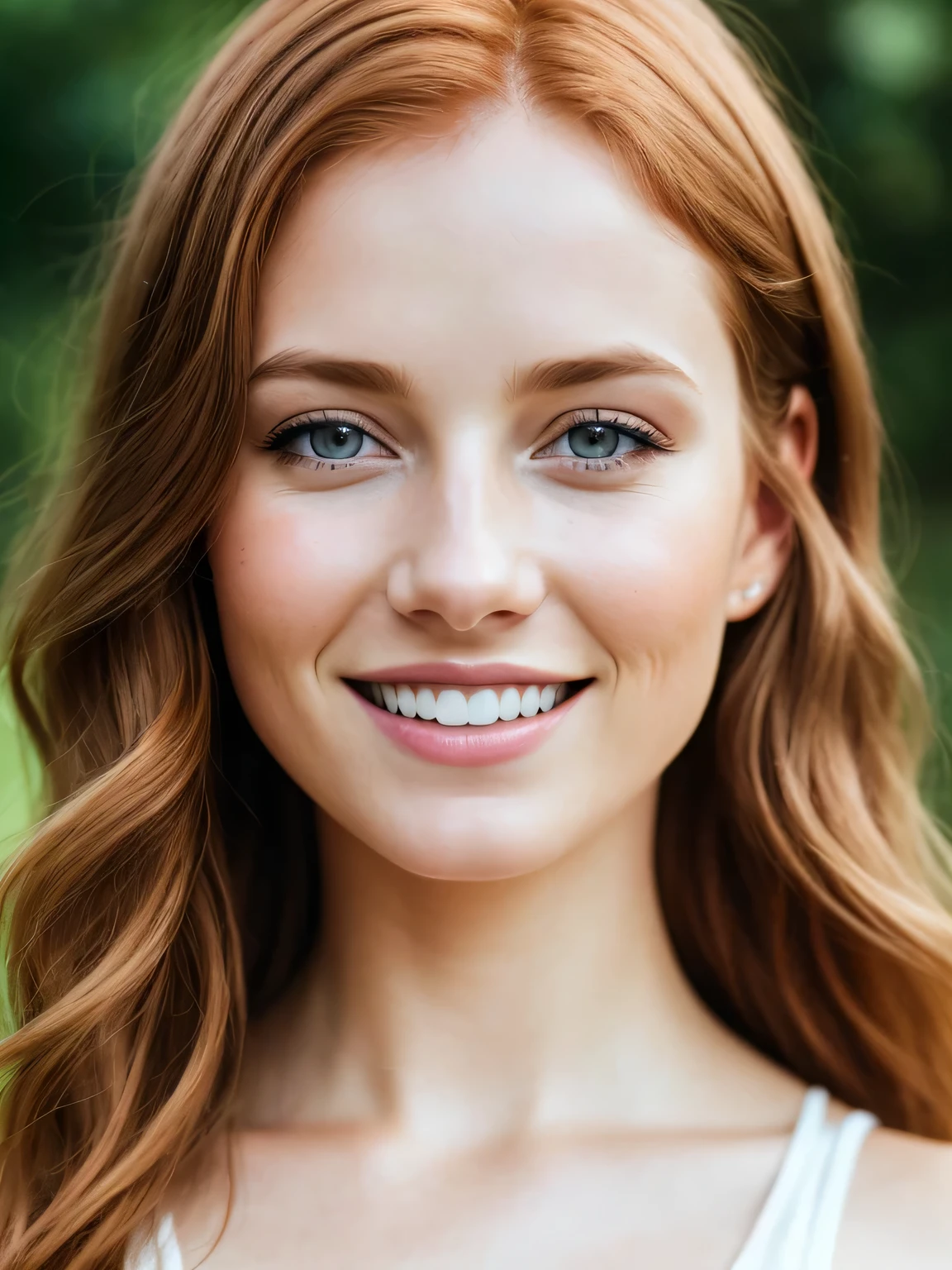 Laughing selfie a european woman,blue eyes, ginger hair,summer, natural skin texture, 24mm, 4k textures, soft cinematic light, RAW photo, photorealism, photorealistic, intricate, elegant, highly detailed, sharp focus, ((((cinematic look)))), soothing tones, insane details, intricate details, hyperdetailed, low contrast, soft cinematic light, dim colors, exposure blend, hdr