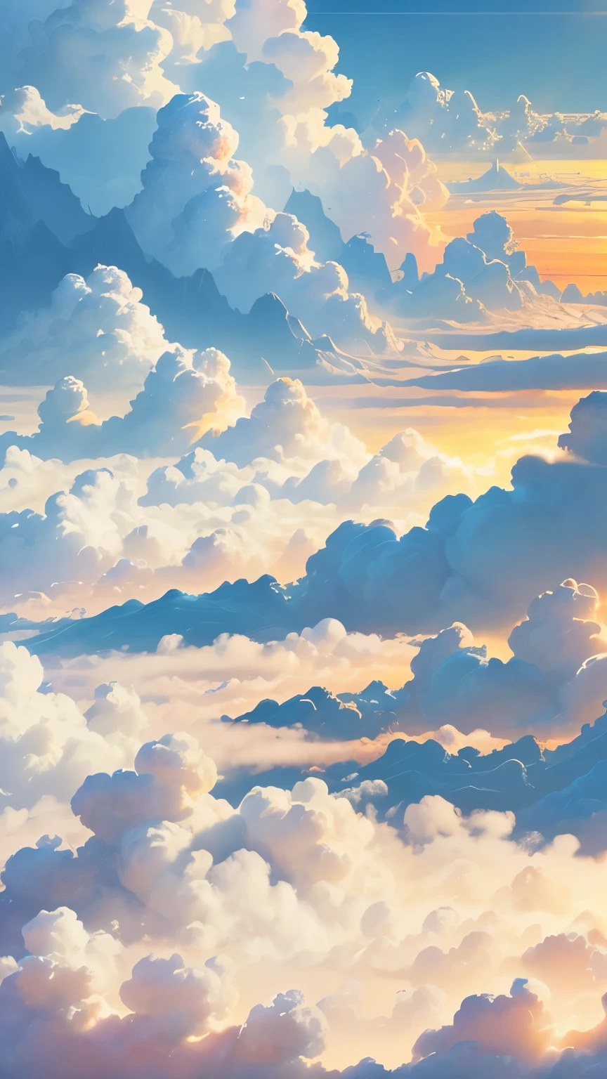 （mont：1.3），Sea of Clouds，the sunrise， Clouds, Tyndall rays，（Works of masters：1.3），（8k wallpaper：1.3），Photorealsitic，  morning light  