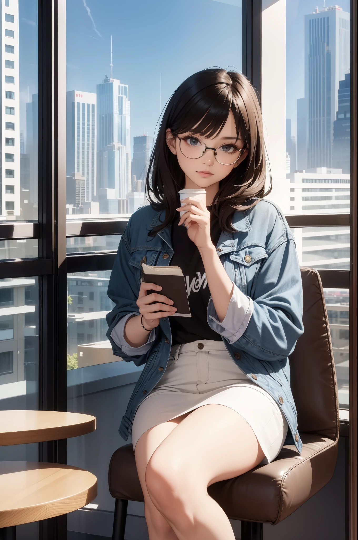 masterpiece, top quality, 4K UHD,
sitting or standing,
Modern girl, trendy outfit, sleek hairstyle,
brightly lit urban setting,
cityscape, contemporary architecture,
sunlight reflecting off buildings,
confident expression,
stylish glasses, fashionable accessories
masterpiece, high resolution, 1 girl,
Modern girl, casual outfit, denim jacket,
coffee shop interior, sunlight filtering through windows,
steaming cup of coffee in hand,
reading a book, absorbed in thoughts,
natural make-up, relaxed expression,
comfortable clothing, modern sneakers
masterpiece, top quality,