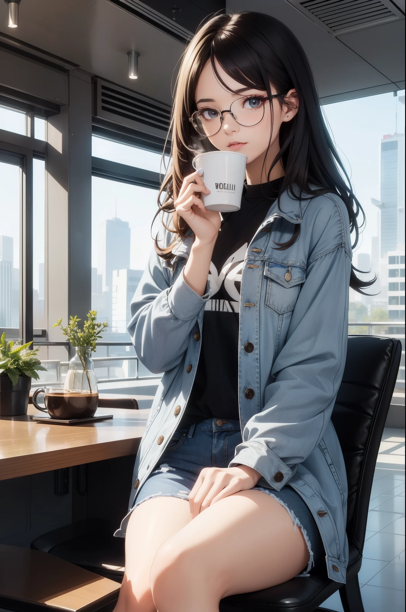 masterpiece, top quality, 4K UHD,
sitting or standing,
Modern girl, trendy outfit, sleek hairstyle,
brightly lit urban setting,
cityscape, contemporary architecture,
sunlight reflecting off buildings,
confident expression,
stylish glasses, fashionable accessories
masterpiece, high resolution, 1 girl,
Modern girl, casual outfit, denim jacket,
coffee shop interior, sunlight filtering through windows,
steaming cup of coffee in hand,
reading a book, absorbed in thoughts,
natural make-up, relaxed expression,
comfortable clothing, modern sneakers
masterpiece, top quality,