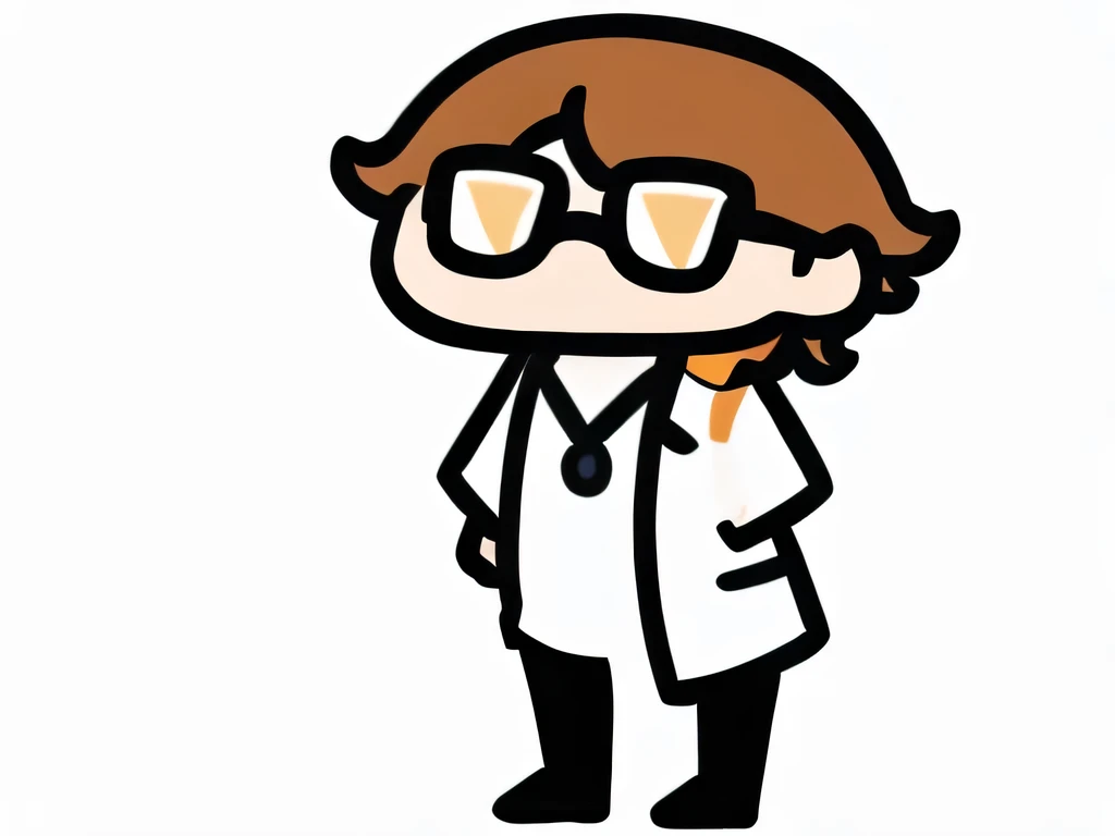 White background，full body display，Doctor with glasses
