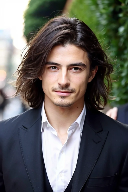 gentleman、wild、good looking、good looking、well-groomed face、facing forward、With confidence、orlando bloom 50%Similar、look at the camera、60's generation